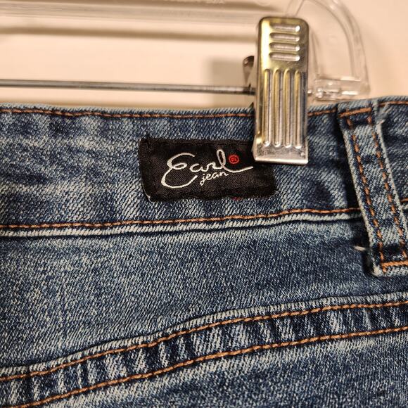 EARL JEAN Denim Shorts Womens 12 Blue Multi Floral Embroidered Boho Festival - Picture 9 of 10